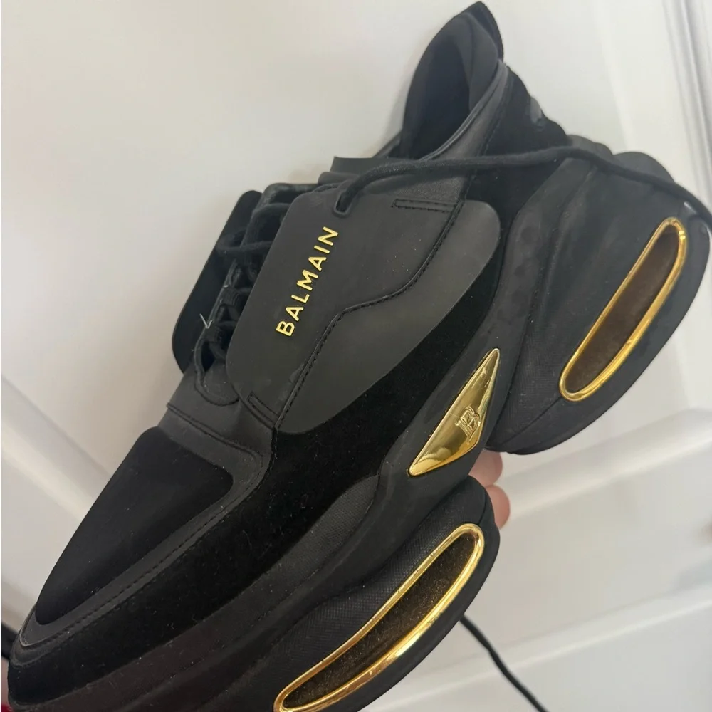 Balmain Black and Gold Chunky Sneakers